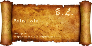 Bein Lola névjegykártya